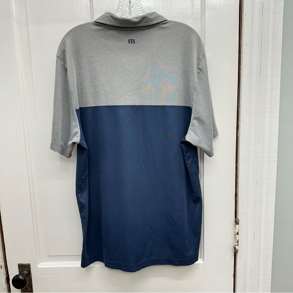 Travis Mathew grey navy polo golf shirt men's large. embroidery on sleeve. - Picture 4 of 6
